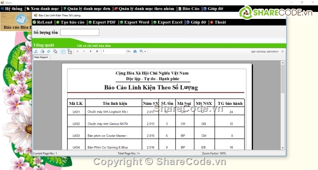 Quản lý linh kiện C#,code Quản lý linh kiện,Mã nguồn quản lý linh kiện