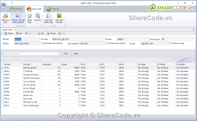 devexpress nhà sách,devexpress winform,quản lý nhà sách,quản lý sách thư viện,quản lý sách