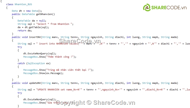 Source code windows form,Source code C#,bài tập lớn C#,BTL Winform,Quản lý nhân sự bằng C# Winform