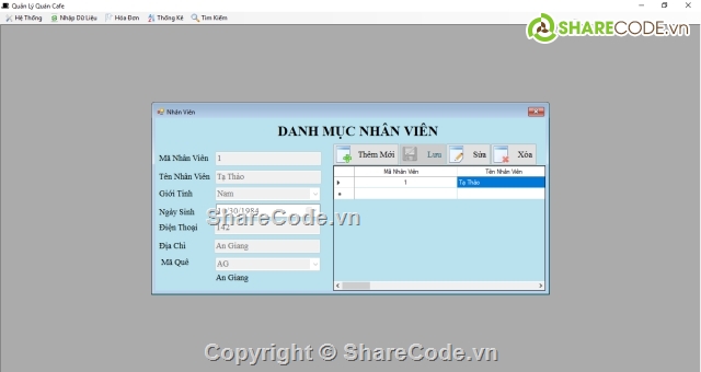 phầm mềm quản lý,quản lý cafe,code quản lý quán cafe,quản lý bán hàng cafe C#