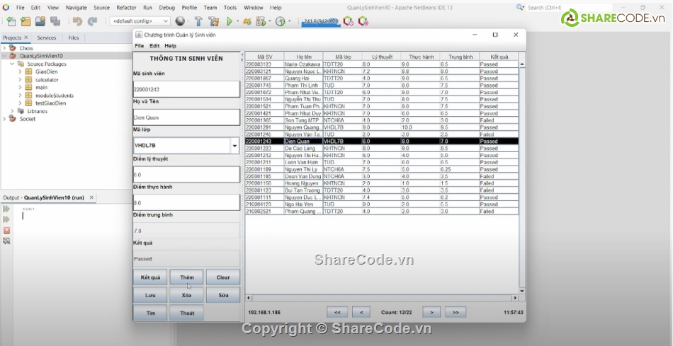 quản lý sinh viên java,java code,quản lý java,Source code java