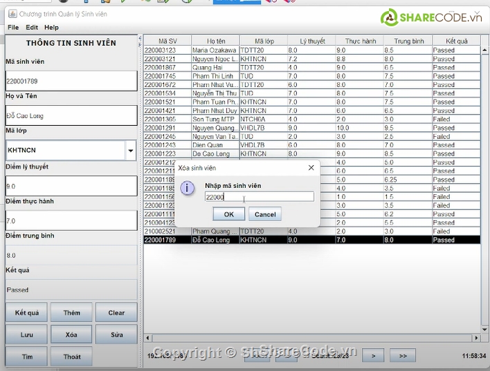 quản lý sinh viên java,java code,quản lý java,Source code java