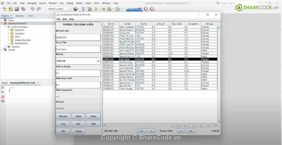 quản lý sinh viên java,java code,quản lý java,Source code java