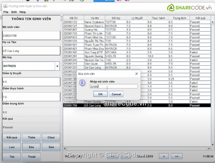 quản lý sinh viên java,java code,quản lý java,Source code java