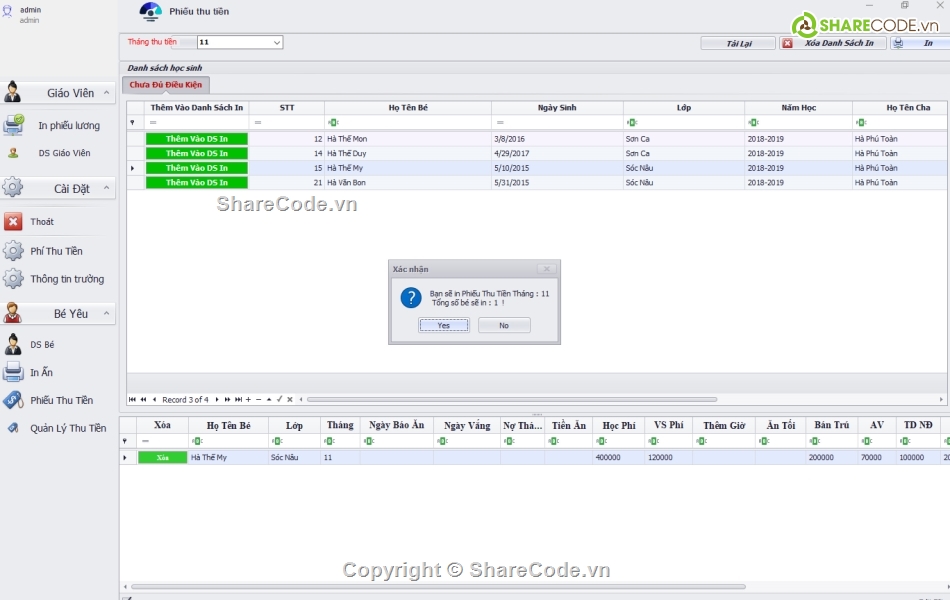 code quản lý trường mầm non C#,share code trường mầm non,C# quản lí trường mầm non,phần mềm học phí mầm non tư thục