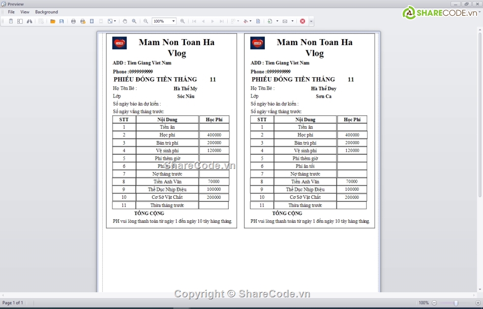 code quản lý trường mầm non C#,share code trường mầm non,C# quản lí trường mầm non,phần mềm học phí mầm non tư thục