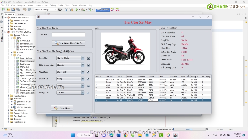 Source code Java Swing,code Java,website quản lý xe,quản lý xe máy java,code quản lý xe máy,đồ án quản lý xe máy