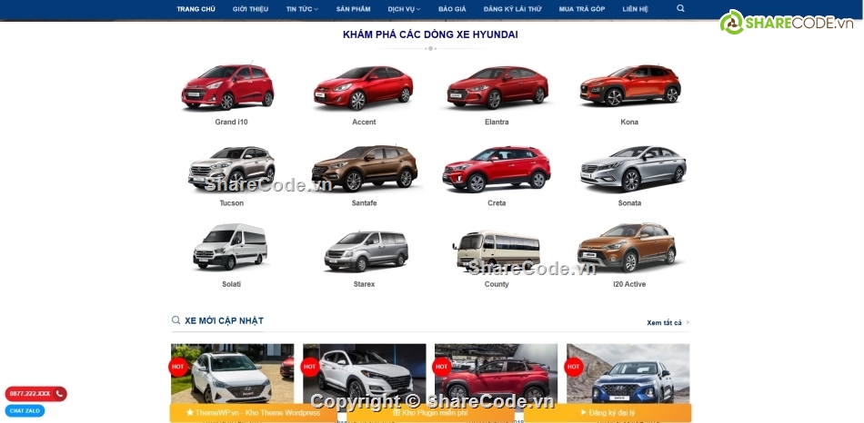 bán xe,Hyundai,share code,wordpress,theme
