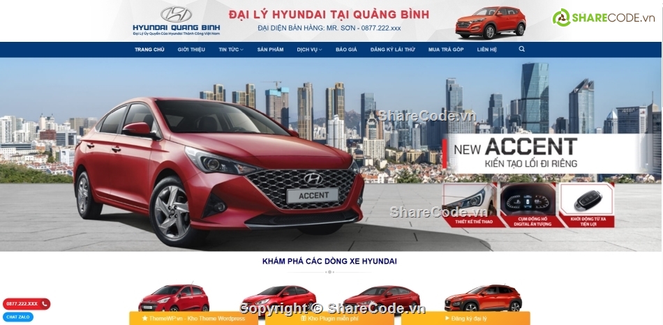 bán xe,Hyundai,share code,wordpress,theme