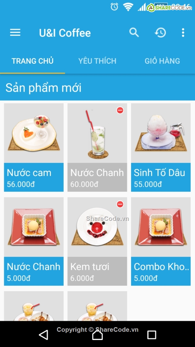 quản lý thực đơn,code ứng dụng,quản lý thực đơn với android,quản lý quán coffee