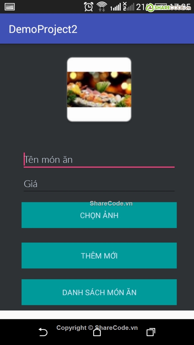 Ứng dụng android,Đồ án môn học android,Lập trình android,Ứng dụng gọi món trên android,quản lý món ăn,ứng dụng gọi món ăn