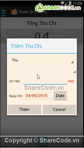 Phần mềm quản lý thu chi,quản lý thu chi,phần mềm quản lý chi tiêu,quản lý chi tiêu android,source cod quản lý thu chi