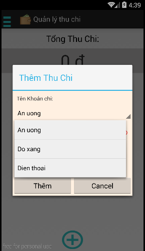 Phần mềm quản lý thu chi,quản lý thu chi,phần mềm quản lý chi tiêu,quản lý chi tiêu android,source cod quản lý thu chi