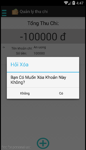 Phần mềm quản lý thu chi,quản lý thu chi,phần mềm quản lý chi tiêu,quản lý chi tiêu android,source cod quản lý thu chi