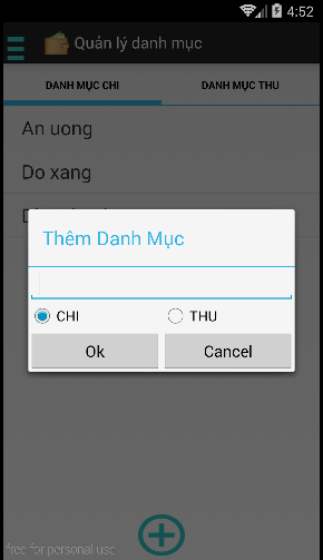 Phần mềm quản lý thu chi,quản lý thu chi,phần mềm quản lý chi tiêu,quản lý chi tiêu android,source cod quản lý thu chi