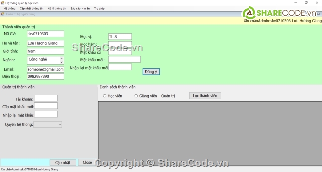 phần mền quản lý,Quản Lý Học Viên,quản lý học sinh,quản lý sinh viên
