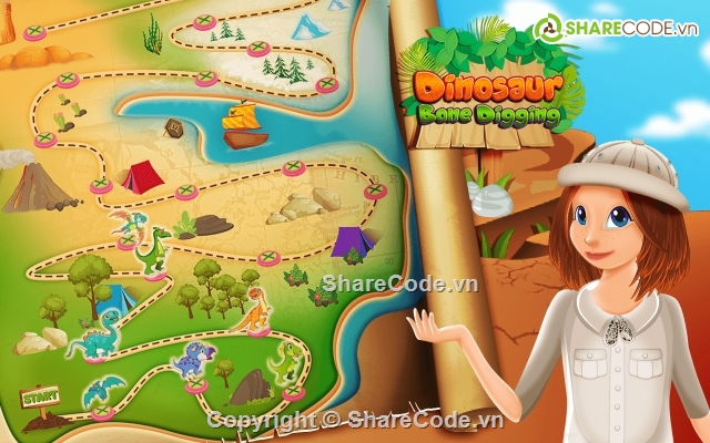 Bone Digging,Dinosaur Bone Digging,source code game,Dinosaurs