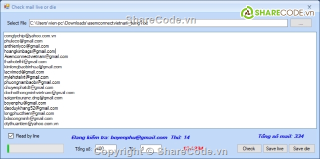 Email Verifier,lọc email sống chết,Chương trình kiểm tra mail,Code Email Verifier