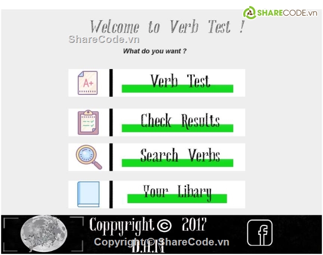 English,Verb Test,Source Code,source code java,verb test động từ bất quy tắc