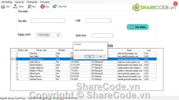 Quản lý học sinh,Visual C#,3 lớp,code đồ án,code quản lý,Code phần mềm quản lý