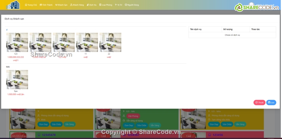 Quản lý khách sạn,code web Quản lý khách sạn,Code web khách sạn