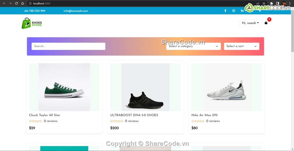 reactjs web bán giày,nodejs web bán giày,mongodb web bán giày,code web bán giày dép,code web bán giày
