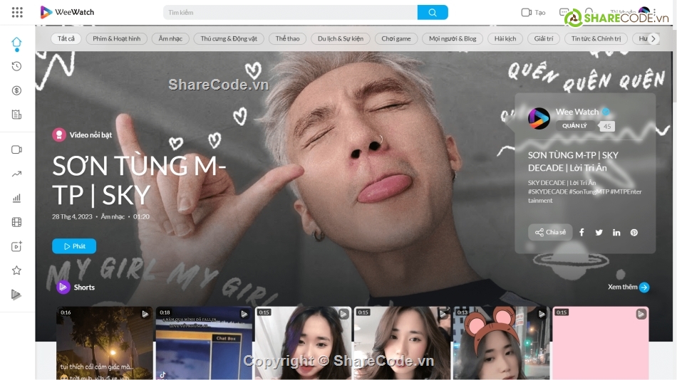 PlayTube,WeeWatch,website chia sẻ video,mạng chia sẻ video,chia sẻ code web chia sẻ video,code chia sẻ video