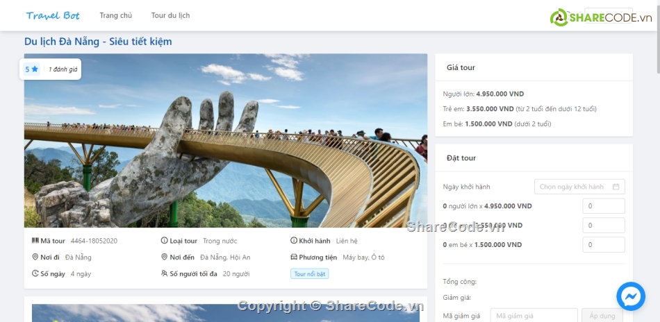 Code web đặt tour du lịch,Website đặt tour du lịch,Code web quản lý,website du lịch