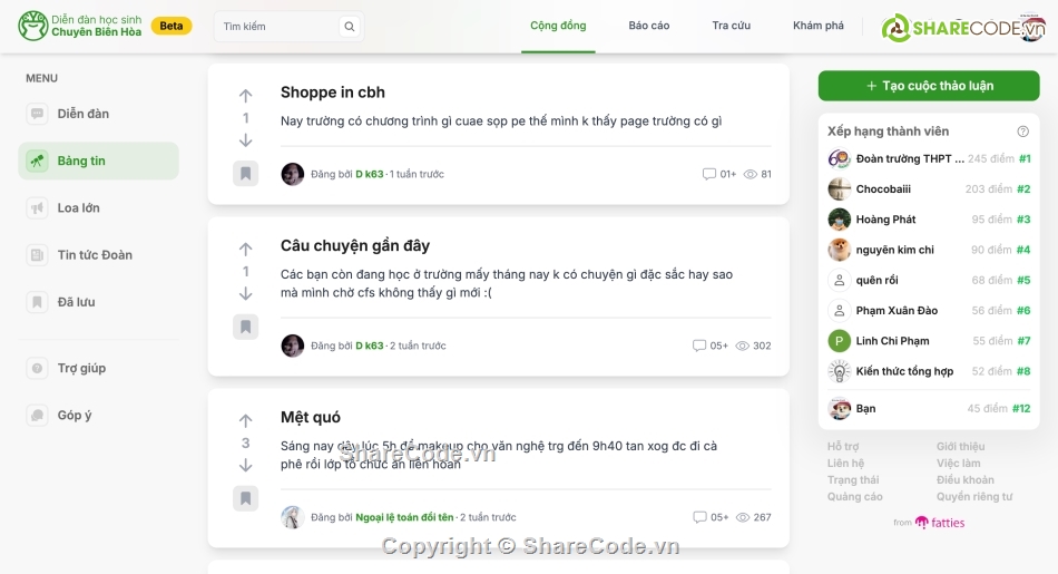 Diễn đàn,web,thpt,code,source code web diễn đàn,học sinh