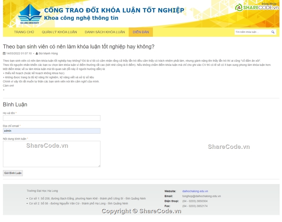web diễn đàn,code diễn đàn,code web diễn đàn,khóa luận tốt nghiệp,khóa luận tốt nghiệp công nghệ thông tin