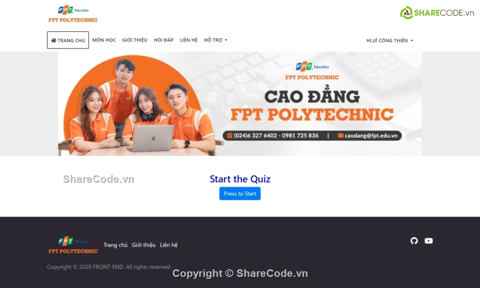 assignment frontend,assignment front-end fpoly,assignment web207,web thi trắc nghiệm