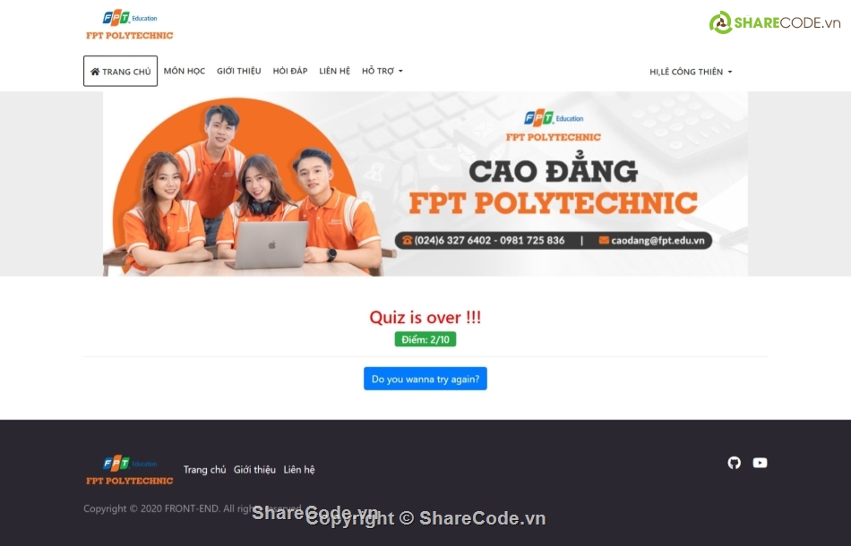 assignment frontend,assignment front-end fpoly,assignment web207,web thi trắc nghiệm