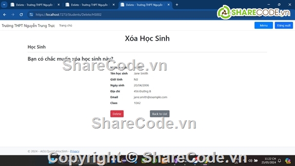 ASP.Net,code web,báo cáo,Quản lý học sinh