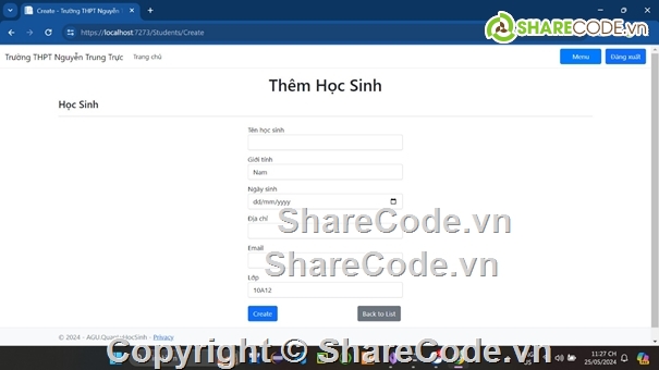 ASP.Net,code web,báo cáo,Quản lý học sinh