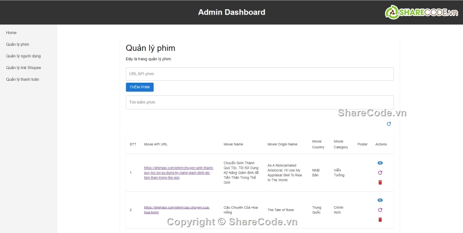 Code đồ án,Source code web,web phim,code web phim,code xem phim