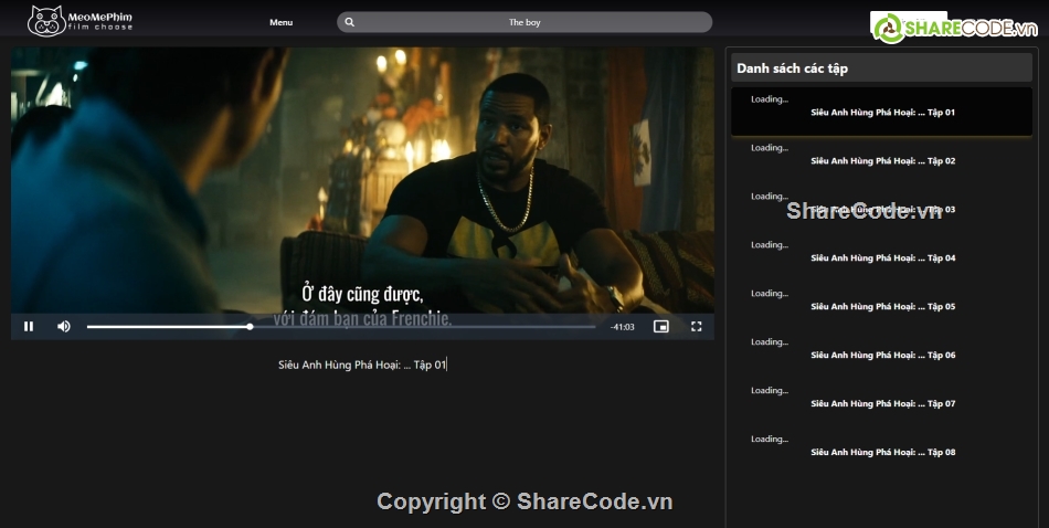 Code đồ án,Source code web,web phim,code web phim,code xem phim