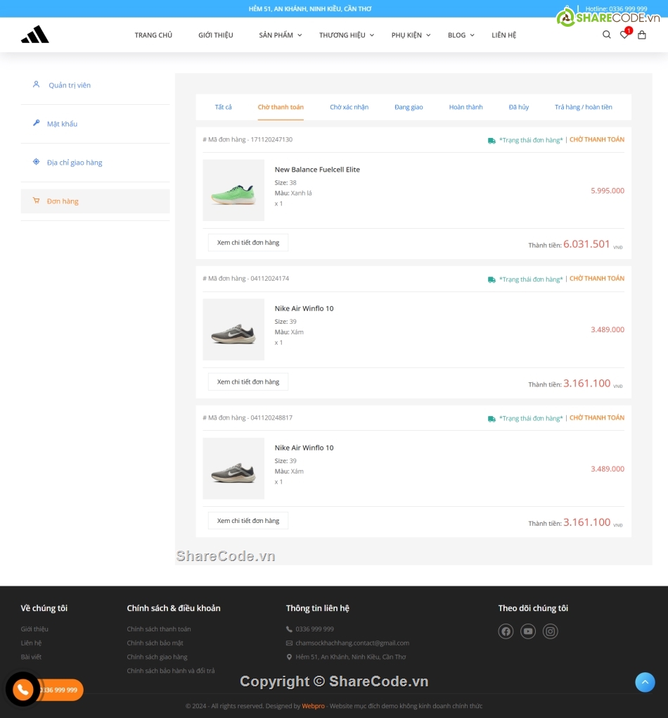 web bán giày,Source website,source code bán hàng,web bán phụ kiện,web bán quần áo,website quản lý bán hàng