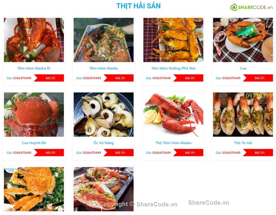 full code php,giao diện responsive,code website bán hải sản,website bán hàng hải sản,thiết kế website giá rẻ