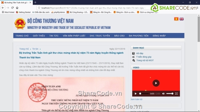 Website Cổng thông tin,Website Bộ công thương,Website tin tức,Web bộ công thương Việt nam