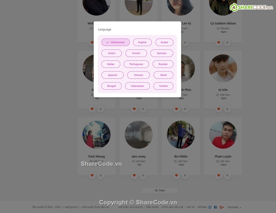Code web,Source code web,web hẹn hò,dating,henho