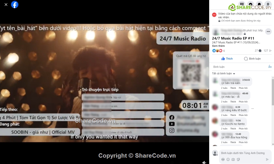 nghe nhạc cùng nhau,code web nghe nhạc,live stream,share code live stream facebook