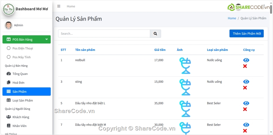 Website bán hàng,code quản lý cửa hàng,pos web bán hàng php mysql,đồ án web bán trà sữa php
