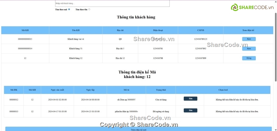 quản lý hóa đơn điện,quản lý tiền điện,source code hóa đơn,web quản lý,code tiền điện,Source website