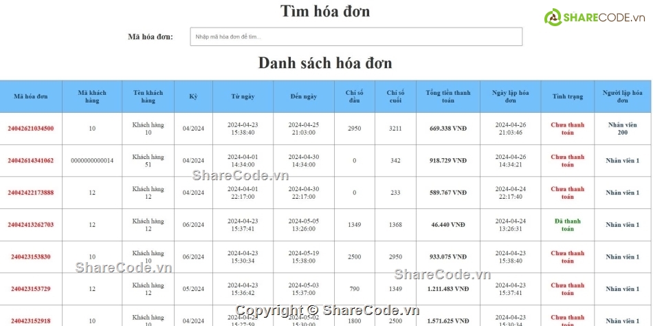 quản lý hóa đơn điện,quản lý tiền điện,source code hóa đơn,web quản lý,code tiền điện,Source website
