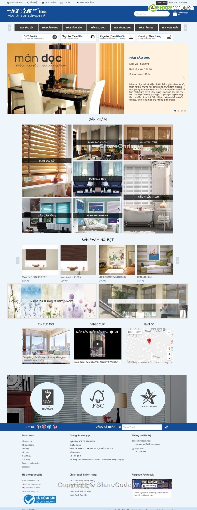 website giới thiệu sản phẩm,website bán hàng,code web màn rèm,Website màn rèm