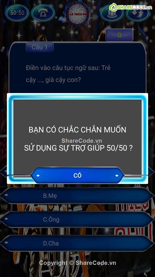 ai là triệu phú,source code game ai là triệu phú,ai là triệu phú android,ứng dụng android,đồ án,Game