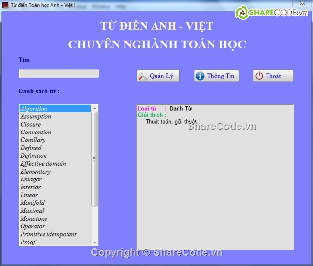 từ điển anh việt,từ điển chuyên ngành,ứng dụng từ điển,từ điển c#