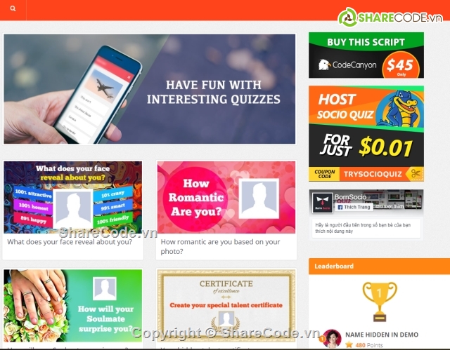 Source Website Game Quiz Cho Facebook,Website Game,Website Game Quiz,source code website game