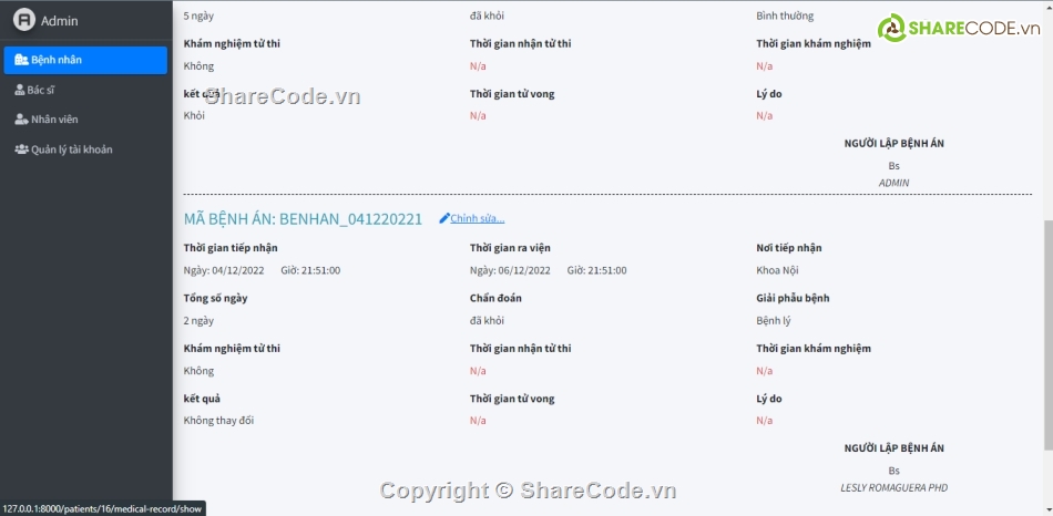 website quản lý bệnh nhân php,website quản lý bệnh án php laravel,quản lý bệnh án full source php