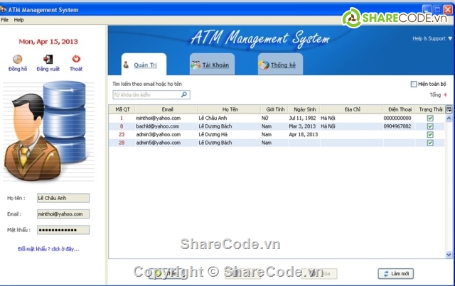 code atm,hệ thống thẻ ATM,quản lý thẻ ATM,atm management